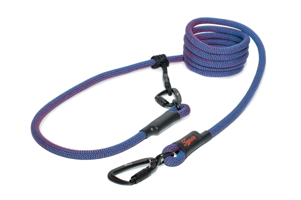 EASYLONG Hundeleine TWIST - L - 4m - blau mit roten Punkten